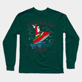 Emerald Isle, NC Christmas Vacationing Waterskiing Santa Long Sleeve T-Shirt